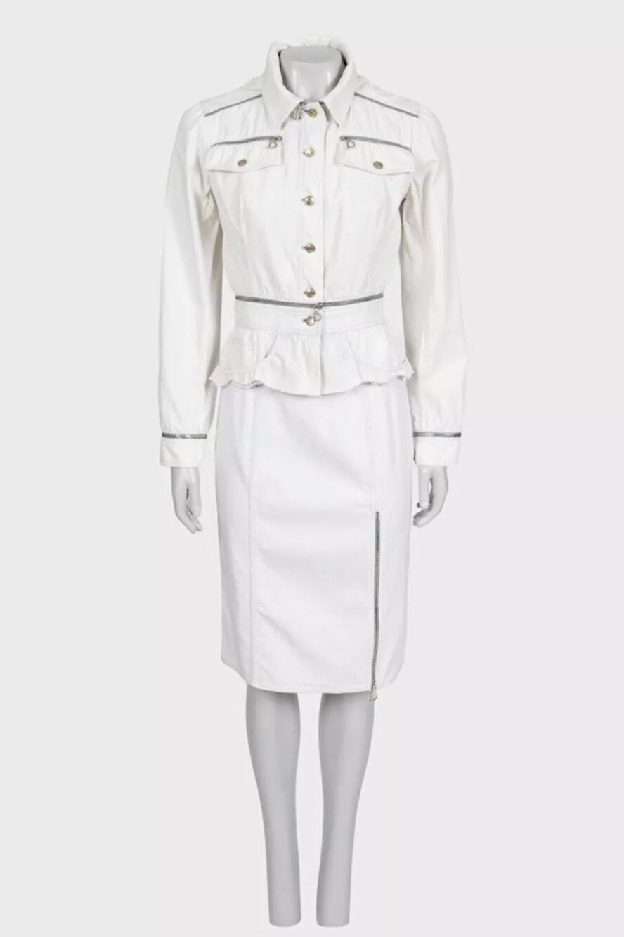 Christian Dior Structured White Jacket Skirt Suit Sz.M